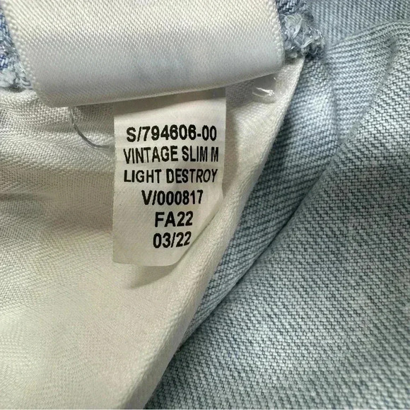 {GAP} "Vintage Slim Mid Rise" Cheeky Straight Leg Distressed Stretch Denim Jeans - Picture 7 of 8